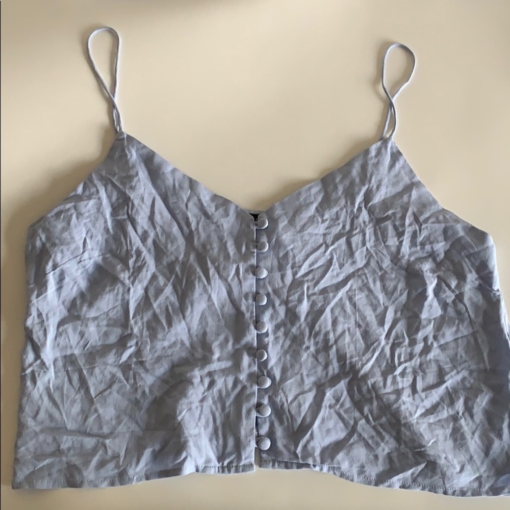Kendall & Kylie Button Down V-Neck Crop Top